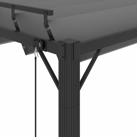 Prieel met lamellendak 3x3 m stof en aluminium antracietkleurig