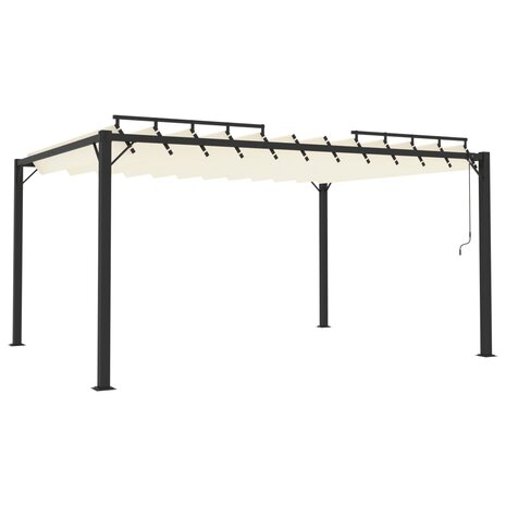 Prieel met lamellendak 3x4 m stof en aluminium crèmekleurig