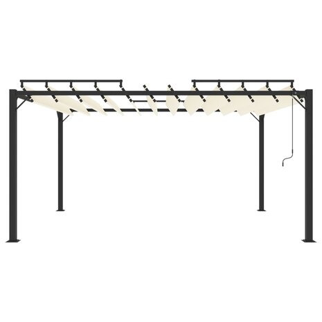 Prieel met lamellendak 3x4 m stof en aluminium crèmekleurig
