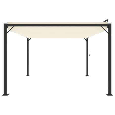 Prieel met lamellendak 3x4 m stof en aluminium crèmekleurig