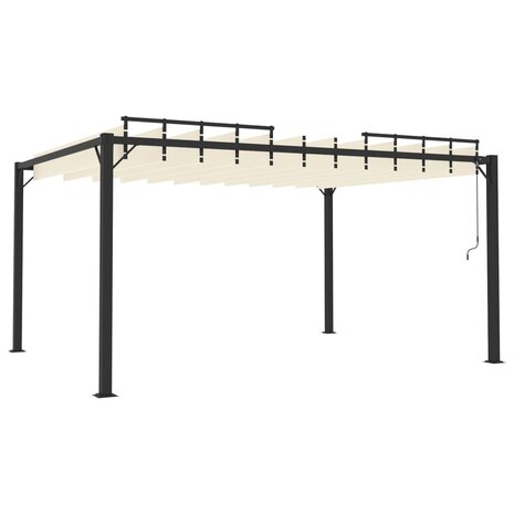 Prieel met lamellendak 3x4 m stof en aluminium crèmekleurig