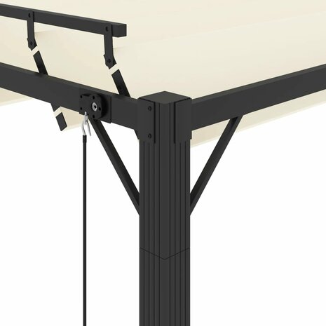 Prieel met lamellendak 3x4 m stof en aluminium crèmekleurig