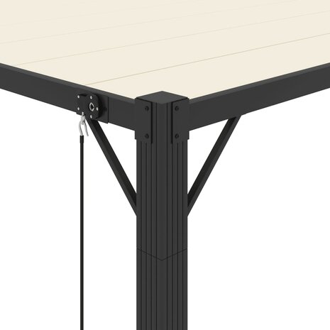 Prieel met lamellendak 3x4 m stof en aluminium crèmekleurig