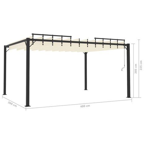 Prieel met lamellendak 3x4 m stof en aluminium crèmekleurig