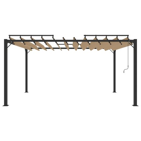 Prieel met lamellendak 3x4 m stof en aluminium taupe