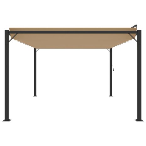 Prieel met lamellendak 3x4 m stof en aluminium taupe