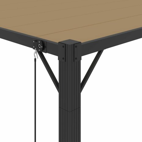 Prieel met lamellendak 3x4 m stof en aluminium taupe