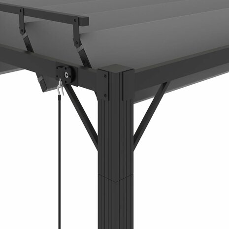 Prieel met lamellendak 3x4 m stof en aluminium antracietkleurig