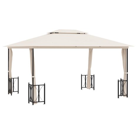 Prieel met zijwanden en dubbel dak 3x4 m crèmekleurig