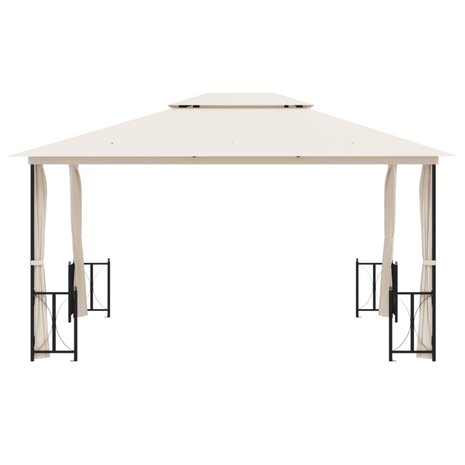 Prieel met zijwanden en dubbel dak 3x4 m crèmekleurig