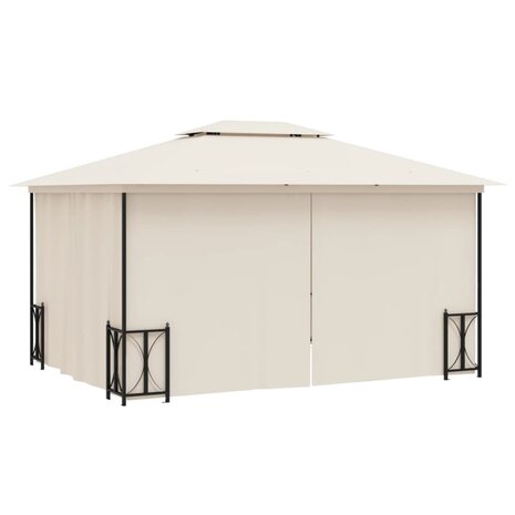 Prieel met zijwanden en dubbel dak 3x4 m crèmekleurig