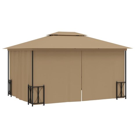 Prieel met zijwanden en dubbel dak 3x4 m taupe