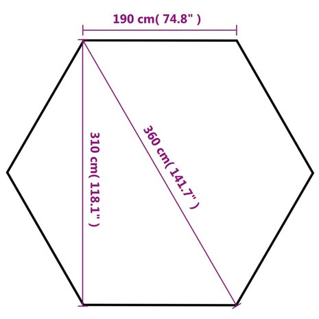 Partytent pop-up zeshoekig inklapbaar 3,6x3,1 m grijs