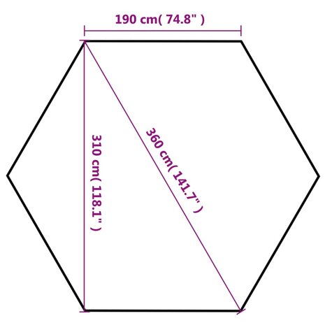 Partytent pop-up zeshoekig met 6 zijwanden 3,6x3,1 m crèmewit