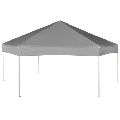 Partytent pop-up zeshoekig met 6 zijwanden 3,6x3,1 m grijs