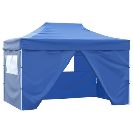 Vouwtent pop-up met 4 zijwanden 3x4,5 m blauw