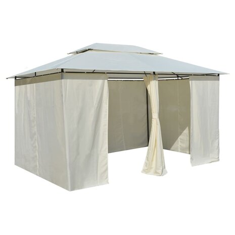 Tuinpaviljoen met gordijnen 4x3 m wit