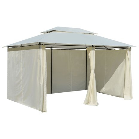 Tuinpaviljoen met gordijnen 4x3 m wit