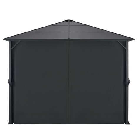 Prieel met gordijn 3x3 m aluminium zwart