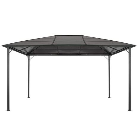 Prieel met dak 4x3x2,6 m aluminium zwart