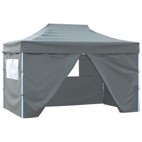 Vouwtent pop-up met 4 zijwanden 3x4,5 m antraciet