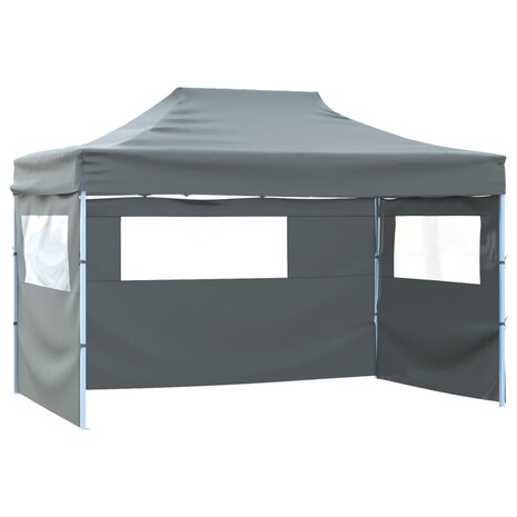 Vouwtent pop-up met 4 zijwanden 3x4,5 m antraciet