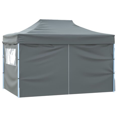 Vouwtent pop-up met 4 zijwanden 3x4,5 m antraciet