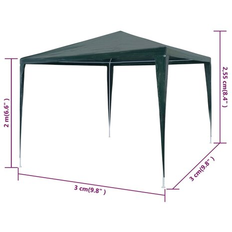 Partytent 3x3 m PE groen