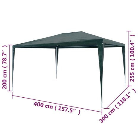 Partytent 3x4 m PE groen
