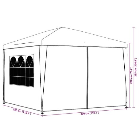 Partytent 3x3 m antracietkleurig