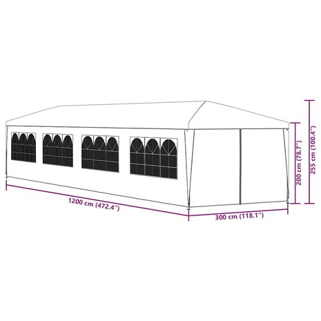 Partytent 3x12 m antraciet