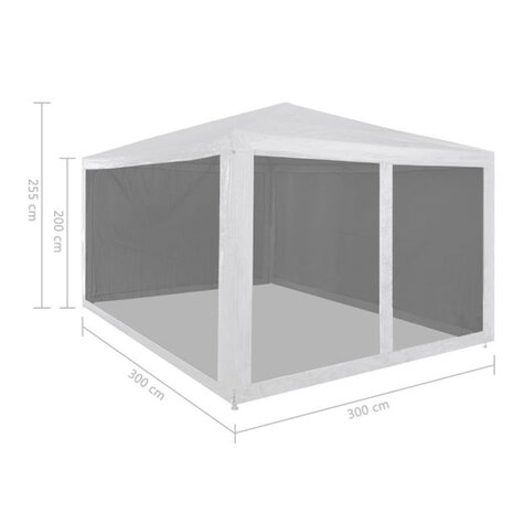 Partytent met 4 mesh zijwanden 3x3 m