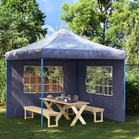 Tentwanden met raam PE blauw 2 st