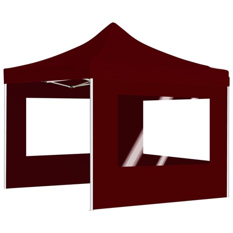 Partytent inklapbaar met wanden 3x3 m aluminium wijnrood