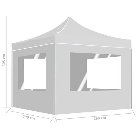 Partytent inklapbaar met wanden 3x3 m aluminium wit