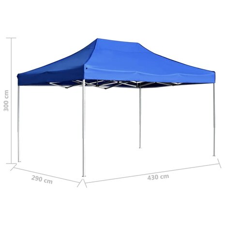 Partytent professioneel inklapbaar 4,5x3 m aluminium blauw