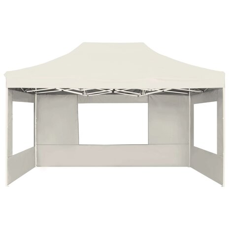 Partytent inklapbaar met wanden 4,5x3 m aluminium crème