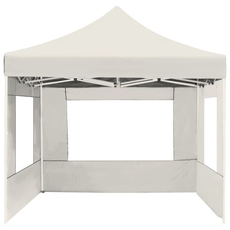 Partytent inklapbaar met wanden 4,5x3 m aluminium crème