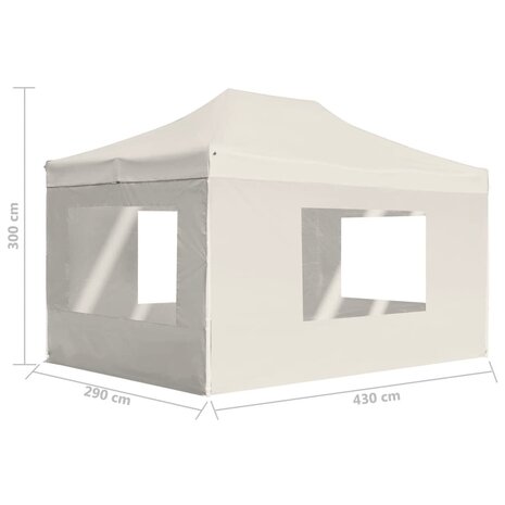 Partytent inklapbaar met wanden 4,5x3 m aluminium crème