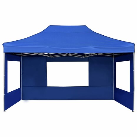 Partytent inklapbaar met wanden 4,5x3 m aluminium blauw