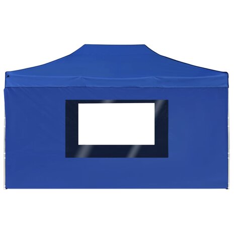 Partytent inklapbaar met wanden 4,5x3 m aluminium blauw