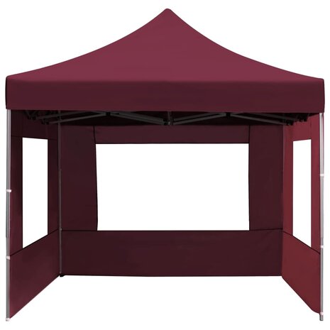 Partytent inklapbaar met wanden 4,5x3 m aluminium wijnrood