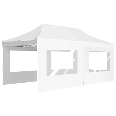 Partytent inklapbaar met wanden 6x3 m aluminium wit