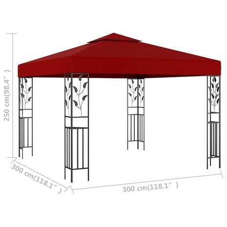 Prieel 3x3 m wijnrood