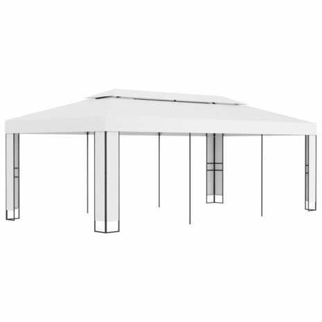 Prieel met dubbel dak 3x6 m wit
