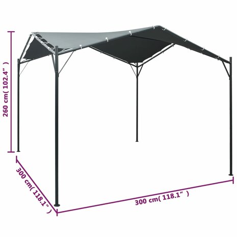 Prieel 3x3 m staal antraciet