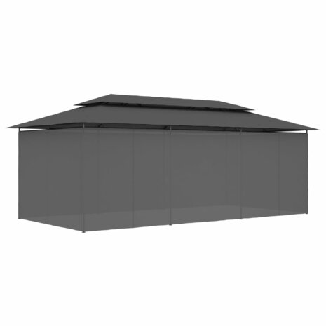 Prieel met gordijnen 600x298x270 cm antraciet