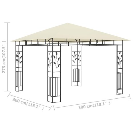 Prieel met klamboe 180 g/m² 3x3x2,73 m crème