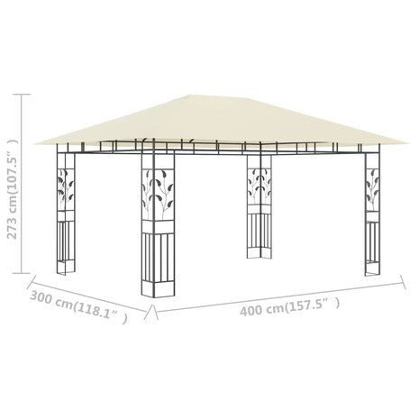 Prieel met klamboe 180 g/m² 4x3x2,73 m crème