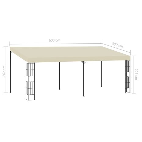 Wandprieel 3x6 m stof crèmekleurig